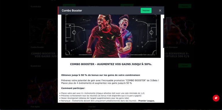 31Bets Casino bonus bienvenue sportifs