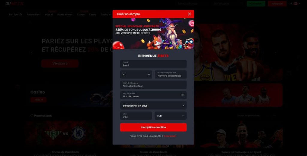 31Bets Casino inscription