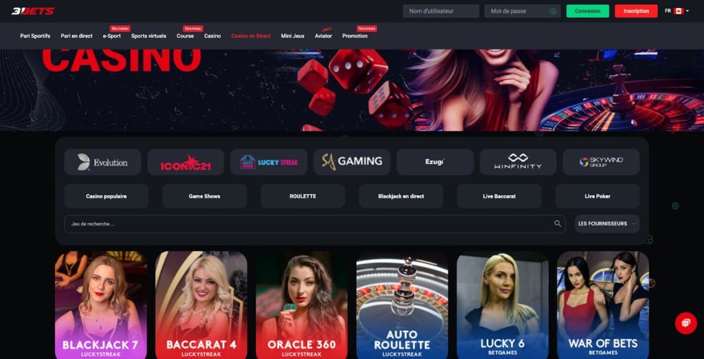 31Bets Casino jeux live
